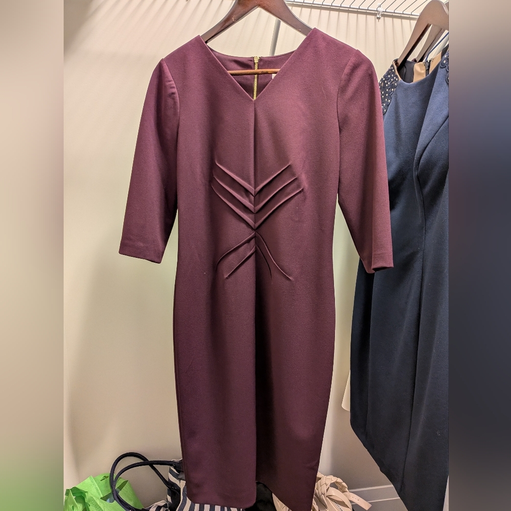 Calvin Klein Longer / Quarter Sleeve Plum Dress